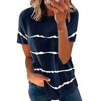 Snake YX Women's Clothing Spring and Summer New Fashion Women's Tie-dye Printed Striped Loose Short-sleeved T-shirt Plus Size