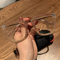 Myopia Hyperopia Women Sunglasses Vintage clear lens glasses ladies luxury rhinestone eyeglasses men optical Shades