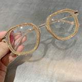 Myopia Hyperopia Women Sunglasses Vintage clear lens glasses ladies luxury rhinestone eyeglasses men optical Shades