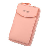 New Women Purses Solid Color Leather Shoulder Strap Bag Mobile Phone Bag Big Card Holders Wallet Handbag Pockets for Girls