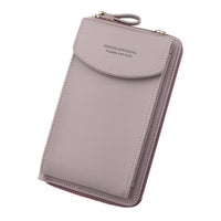 New Women Purses Solid Color Leather Shoulder Strap Bag Mobile Phone Bag Big Card Holders Wallet Handbag Pockets for Girls