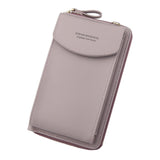 New Women Purses Solid Color Leather Shoulder Strap Bag Mobile Phone Bag Big Card Holders Wallet Handbag Pockets for Girls