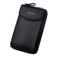 New Women Purses Solid Color Leather Shoulder Strap Bag Mobile Phone Bag Big Card Holders Wallet Handbag Pockets for Girls