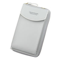 New Women Purses Solid Color Leather Shoulder Strap Bag Mobile Phone Bag Big Card Holders Wallet Handbag Pockets for Girls