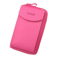 New Women Purses Solid Color Leather Shoulder Strap Bag Mobile Phone Bag Big Card Holders Wallet Handbag Pockets for Girls