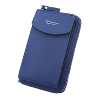 New Women Purses Solid Color Leather Shoulder Strap Bag Mobile Phone Bag Big Card Holders Wallet Handbag Pockets for Girls