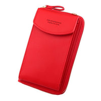 New Women Purses Solid Color Leather Shoulder Strap Bag Mobile Phone Bag Big Card Holders Wallet Handbag Pockets for Girls