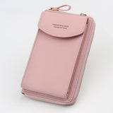 New Women Purses Solid Color Leather Shoulder Strap Bag Mobile Phone Bag Big Card Holders Wallet Handbag Pockets for Girls