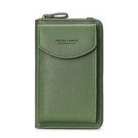 New Women Purses Solid Color Leather Shoulder Strap Bag Mobile Phone Bag Big Card Holders Wallet Handbag Pockets for Girls