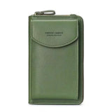 New Women Purses Solid Color Leather Shoulder Strap Bag Mobile Phone Bag Big Card Holders Wallet Handbag Pockets for Girls