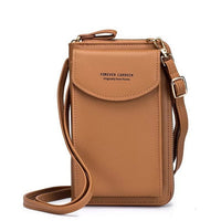 New Women Purses Solid Color Leather Shoulder Strap Bag Mobile Phone Bag Big Card Holders Wallet Handbag Pockets for Girls