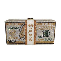 Boutique De FGG Stack of Cash Designer Box Handbags Women Money Clutch Purse Evening Bags Diamond Party Cocktail Purse Handbag