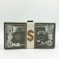 Boutique De FGG Stack of Cash Designer Box Handbags Women Money Clutch Purse Evening Bags Diamond Party Cocktail Purse Handbag