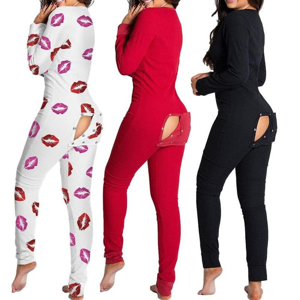 Sexy Pyjama Women Jumpsuit Lady Pajama Suit Back Butt Bum open Ass Loungewear Sleepwear Jumpsuit Shorts Romper