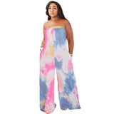Summer new tie dye printed casual dress wide truffle shoulder sleeveless women's bra pants