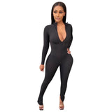 Echoine spring Autumn Women Solid Ribbed Knit Zipper stacked leggings Jumpsuit Party Club Bodycon Active Rompers Overalls Outfit