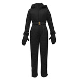 Womail One Piece Ski Suit Women Jackets Winter Hooded Oversized Jumpsuit Cotton Slim Sashes Jumpsuits Zipper Overalls Tracksuits
