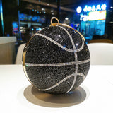 Rhinestone Basketball Football Evening Bag Women New Designer Creative Round Ball Clutch Dinner Purse High Quality Personality
