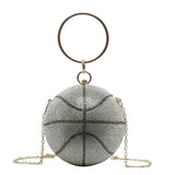Rhinestone Basketball Football Evening Bag Women New Designer Creative Round Ball Clutch Dinner Purse High Quality Personality