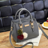 Fashion High Quality Women Handbag Large Capacity PU Leather Ladies Shoulder Bag Messenger Bag With Hairball Travel Bag 30#9