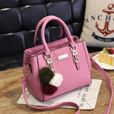 Fashion High Quality Women Handbag Large Capacity PU Leather Ladies Shoulder Bag Messenger Bag With Hairball Travel Bag 30#9