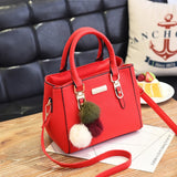 Fashion High Quality Women Handbag Large Capacity PU Leather Ladies Shoulder Bag Messenger Bag With Hairball Travel Bag 30#9