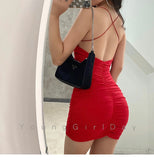 Cross Backless Sexy Dress Erotic Clothing Summer Woman Dresses 2020 New Tight Dress Sling Bag Hip Mini Dress Y2k Aesthetic 2000s