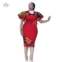 Customized African Print ClothingRuffle Sleeve Knee Dress Summer Women Party Dresses Plus Size African Clothing 6XL BRW WY2409