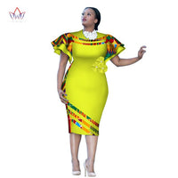 Customized African Print ClothingRuffle Sleeve Knee Dress Summer Women Party Dresses Plus Size African Clothing 6XL BRW WY2409