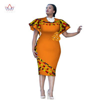 Customized African Print ClothingRuffle Sleeve Knee Dress Summer Women Party Dresses Plus Size African Clothing 6XL BRW WY2409