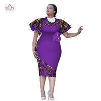 Customized African Print ClothingRuffle Sleeve Knee Dress Summer Women Party Dresses Plus Size African Clothing 6XL BRW WY2409