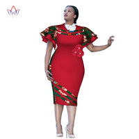 Customized African Print ClothingRuffle Sleeve Knee Dress Summer Women Party Dresses Plus Size African Clothing 6XL BRW WY2409