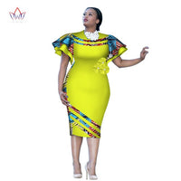 Customized African Print ClothingRuffle Sleeve Knee Dress Summer Women Party Dresses Plus Size African Clothing 6XL BRW WY2409