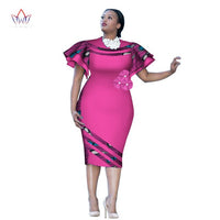 Customized African Print ClothingRuffle Sleeve Knee Dress Summer Women Party Dresses Plus Size African Clothing 6XL BRW WY2409