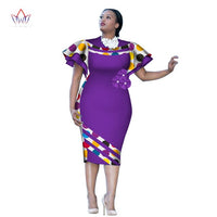 Customized African Print ClothingRuffle Sleeve Knee Dress Summer Women Party Dresses Plus Size African Clothing 6XL BRW WY2409