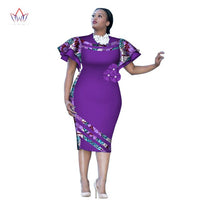 Customized African Print ClothingRuffle Sleeve Knee Dress Summer Women Party Dresses Plus Size African Clothing 6XL BRW WY2409