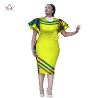 Customized African Print ClothingRuffle Sleeve Knee Dress Summer Women Party Dresses Plus Size African Clothing 6XL BRW WY2409