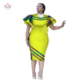 Customized African Print ClothingRuffle Sleeve Knee Dress Summer Women Party Dresses Plus Size African Clothing 6XL BRW WY2409