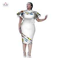 Customized African Print ClothingRuffle Sleeve Knee Dress Summer Women Party Dresses Plus Size African Clothing 6XL BRW WY2409