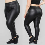 Plus Size Leggings Women High Waist Solid Black Slim Leather PU Pants Fashion Sexy Women Clothing Stretch Pencil Trousers Pants