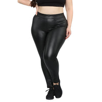 Plus Size Leggings Women High Waist Solid Black Slim Leather PU Pants Fashion Sexy Women Clothing Stretch Pencil Trousers Pants