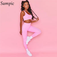 Sampic 2021 Sexy Casual Women Sport Tie dye Yellow Set Summer Tops And Bodycon Biker Pants Two Piece Sets Tracksuit Outfits