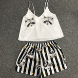 QWEEK Unicorn Pajamas for Woman Silk Sexy Pijamas Girls Sleepwear Satin Home Suit Summer Pyjama Femme V Neck 2020 Dropshipping