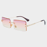 Fashion Rimless Sunglasses Women 2019 TOP QUALITY Trendy Small Rectangle Sun Glasses Summer Style UV Gold Brown Shades for men