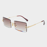 Fashion Rimless Sunglasses Women 2019 TOP QUALITY Trendy Small Rectangle Sun Glasses Summer Style UV Gold Brown Shades for men