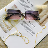 Fashion Rimless Sunglasses Women 2019 TOP QUALITY Trendy Small Rectangle Sun Glasses Summer Style UV Gold Brown Shades for men