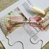 Fashion Rimless Sunglasses Women 2019 TOP QUALITY Trendy Small Rectangle Sun Glasses Summer Style UV Gold Brown Shades for men