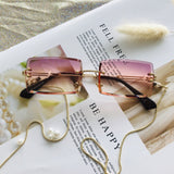 Fashion Rimless Sunglasses Women 2019 TOP QUALITY Trendy Small Rectangle Sun Glasses Summer Style UV Gold Brown Shades for men