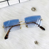 Fashion Rimless Sunglasses Women 2019 TOP QUALITY Trendy Small Rectangle Sun Glasses Summer Style UV Gold Brown Shades for men