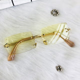 Fashion Rimless Sunglasses Women 2019 TOP QUALITY Trendy Small Rectangle Sun Glasses Summer Style UV Gold Brown Shades for men